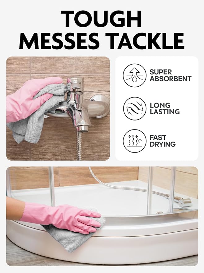 Fantasticlean Microfiber Cleaning Cloth Roll -75 Pack, Tear Away Microfiber Towels, 12" x 12", Reusable, Washable, Scratch Free, Ultra Absorbent Dishcloth for All-Around Cleaning Supplies (Grey)