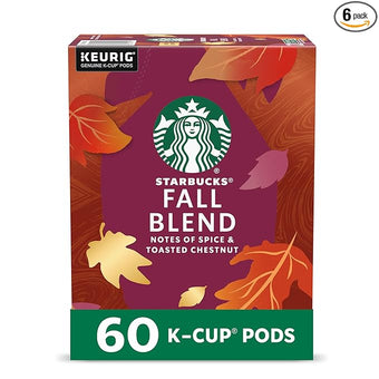 Starbucks K-Cup Coffee Pods, Medium Roast Coffee for Keurig Coffee Makers, Fall Blend, 100% Arabica, Limited Edition, 6 Boxes (60 Pods Total)