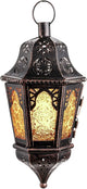 DECORKEY Ramadan Lantern Decorative Indoor & Outdoor, 13.6’’ Vintage Decorative Hanging Lanterns with Chian for Home Porch Patio Decor, Metal Christmas Moroccan Candle Holder Decorations (Amber)