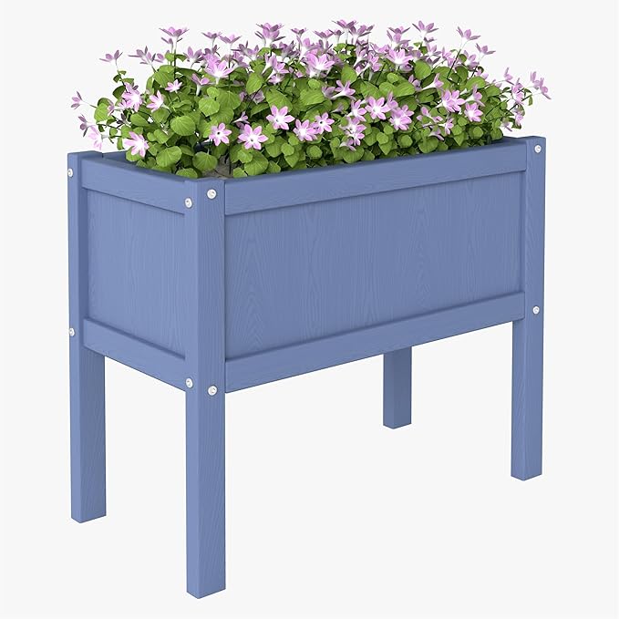 Raised Garden Bed with Drainage Hole Waterproof HDPE Elevated Planter Box with Legs Stable and Durable to Plant Herb Vegetable Flower,Patio,Balcony Outdoors/Indoors Navy