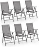 PHI VILLA Outdoor Patio Folding Chairs Set of 6, Portable Patio Dining Chairs with Adjustable Backrest for Outside, Garden, Lawn & Yard, No Assembly, Grey