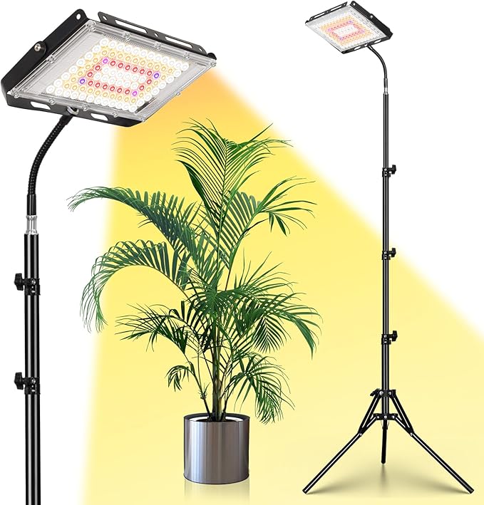 LBW Stand Grow Lights for Indoor Plants, Full Spectrum 96 LEDs Plant Grow Light, Upgraded Floor Grow Lamp with Adjustable Tripod Stand 21-68in, On/Off Switch,Ideal for Tall Large Houseplant Growing