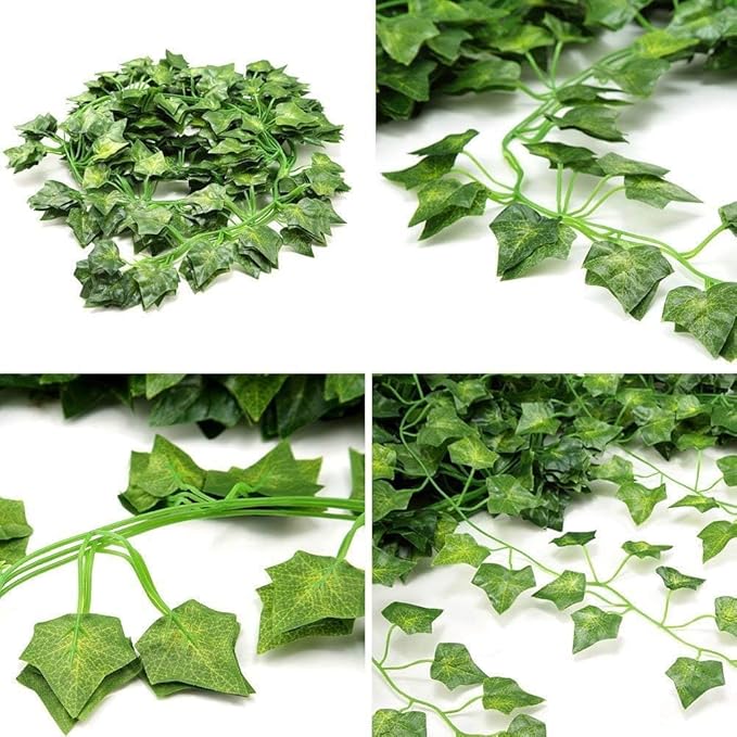 Comtelek 252 FT Artificial Ivy 36 Pack Ivy Vine Garland Ivy Leaves Greenery Garlands Clip Hanging Fake Leaf Plants Faux Green Flowers Decor Home Kitchen Garden Office Wedding Wall