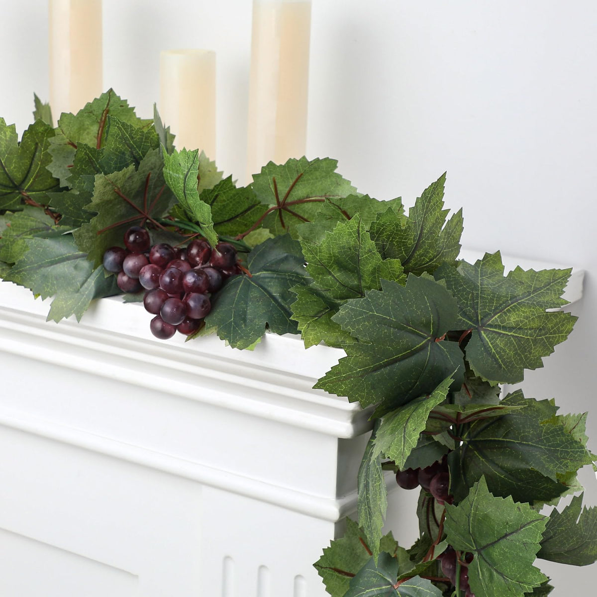 Glitinsel Artificial Grape Leaf Garland Vine Plant, 20 ft, Dark Green