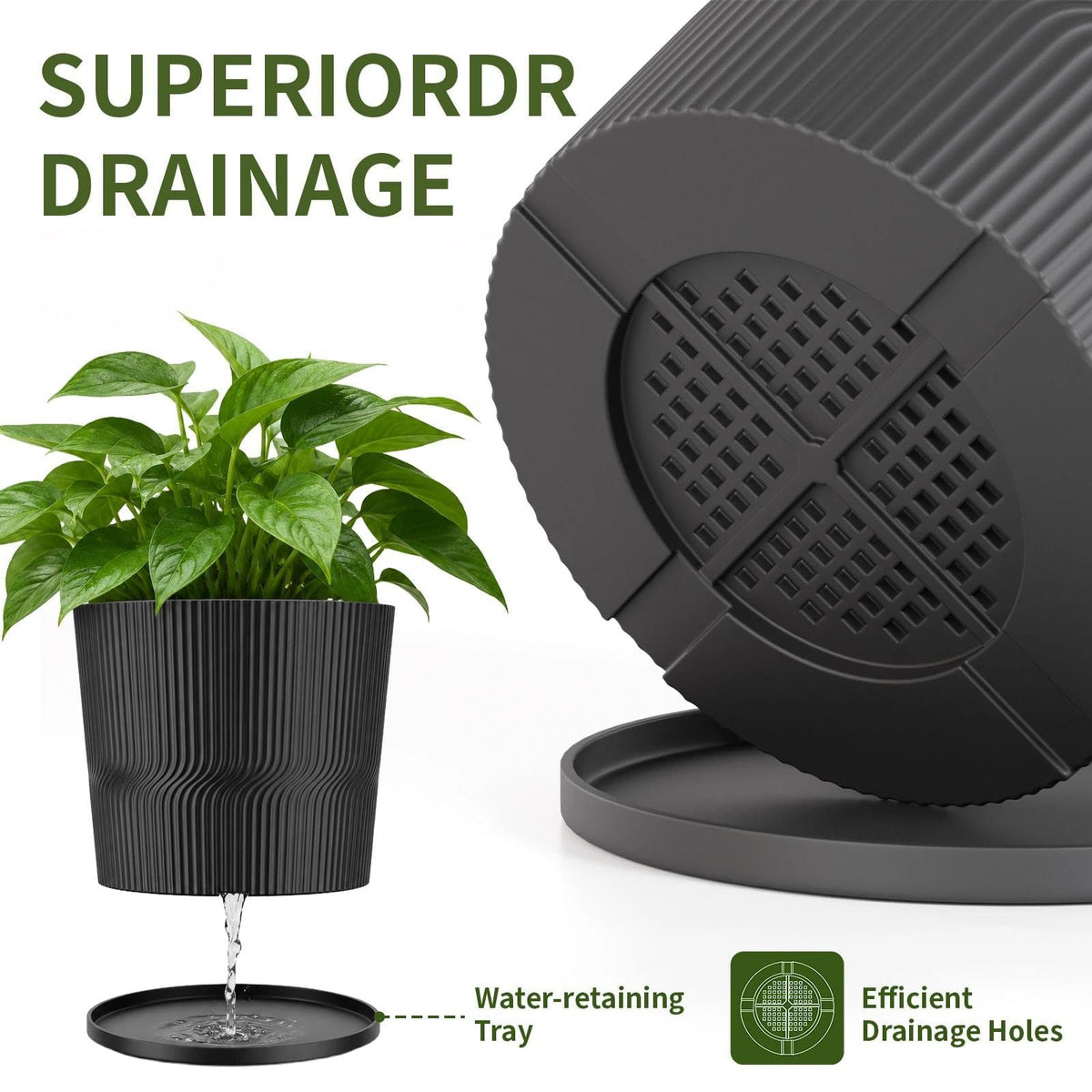 5 Plant Pots Indoor,4.8+5.5+6+6.5+7 In Flower Pots with Saucers & Drainage