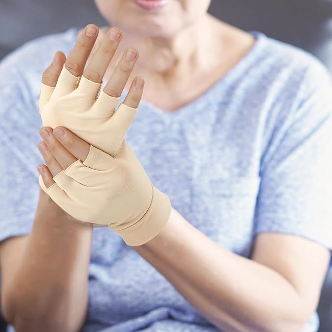 3 Pairs Elderly Skin Thin Protector Gloves Tone Fingerless Gloves Bruise Abrasion Protective to Cover Bruising