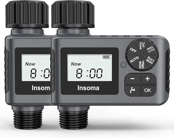 2 PCS Water Timer for Outdoor Garden Hose, Water Sprinkler Timer with Rain Delay/Manual/Automatic Drip Irrigation and Lawn Watering System for Yard