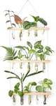 Mkono 3 Tiered Wall Hanging Plant Terrarium with Wooden Stand, Glass Planter for Hydroponic Plant Cutting, Home Garden Office Decor, Gift