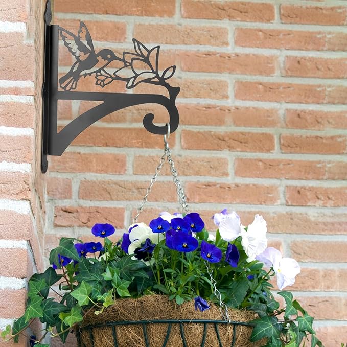 ATKKE Hanging Plant Bracket Hangers Indoor Iron Wall Mount,11” Hummingbird Silhouette Ornamental Iron Hangers Hookers for Flower Pot Lantern Bird Feeder Wind Chimes