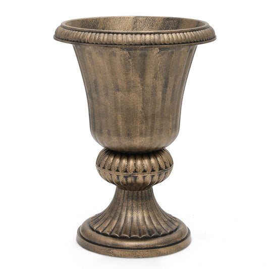 Magshion 20" Tall Plastic Urn Planters for Outdoor Plants, Antique Brass