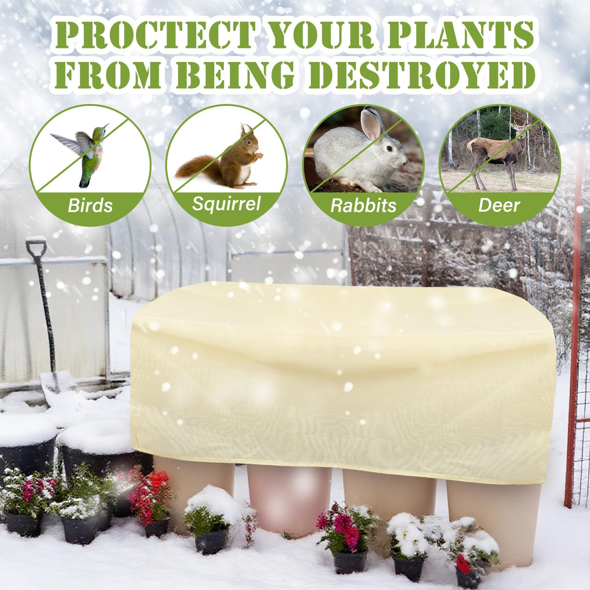 Ribbonlic 2 Pcs 49.6 × 24 x 19.7 in Garden Bed Cover Frost Protection