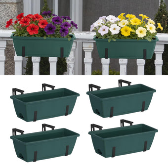 Railing Planter Box, 16.9 Inches Window Flower Boxes with Metal Brackets