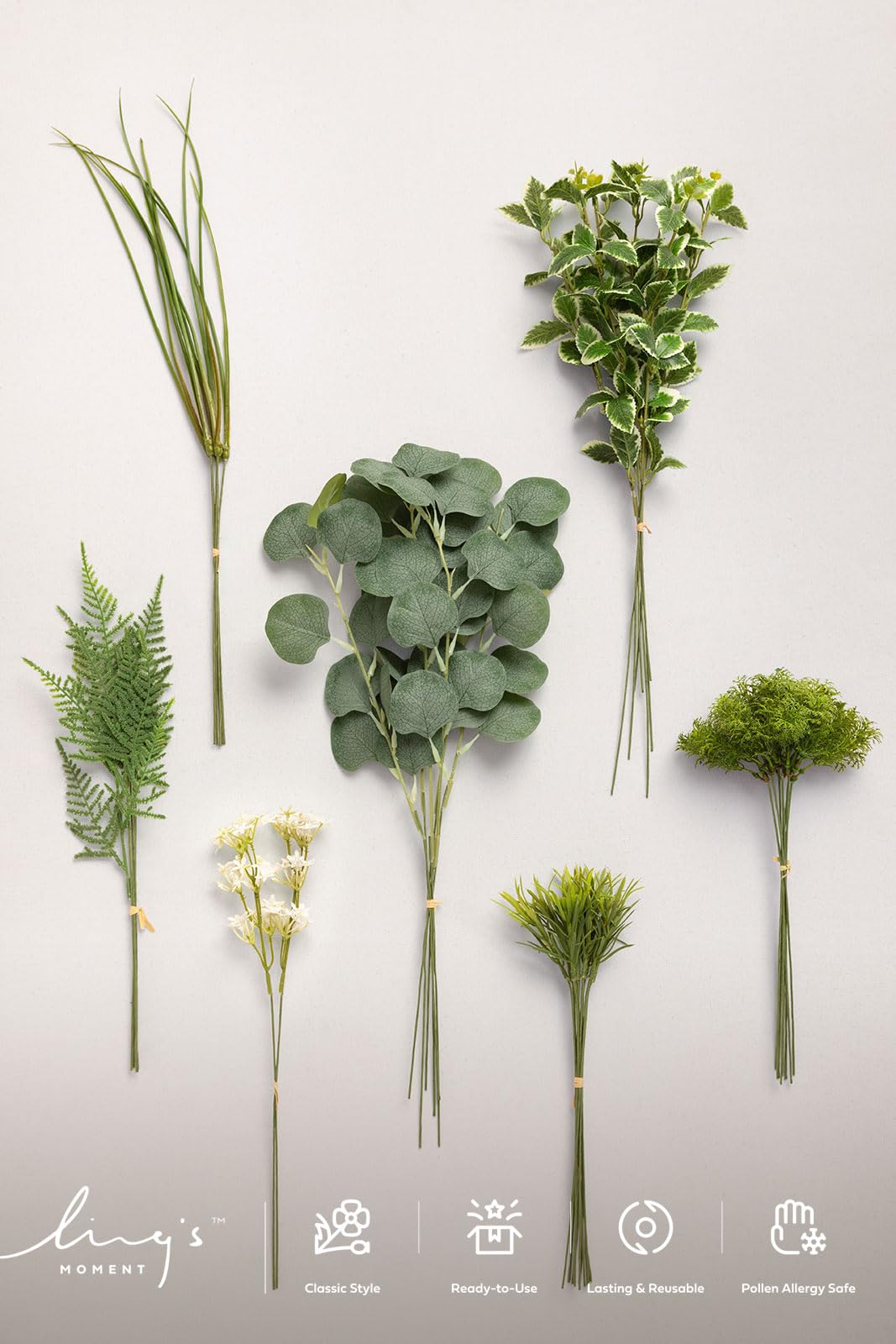 Ling's moment Artificial Faux Greenery Stems 44pcs Sage Green Fake Greenery