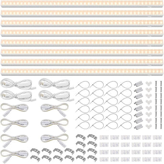 Barrina T5 Grow Lights, Full Spectrum, 2ft 80W (8 x 10W, 500W Equivalent), LED Grow Light Strip for Greenhouse, Plant Grow Shelf, Plug and Play Easy Installation, Yellow, 8-Pack