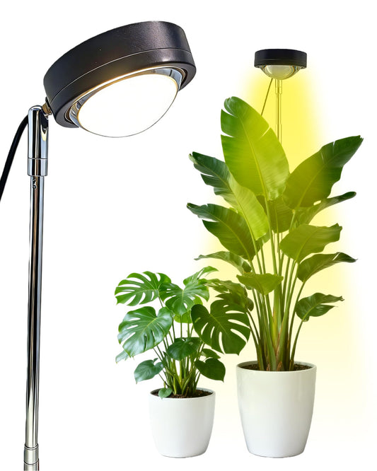yadoker Plant Grow Light, LED Growing Light Full Spectrum for Indoor Plants,Black Magnifying Glass Plant Lights,Height Adjustable, Automatic Timer, 5V Low Safe Voltage,Idea for Large