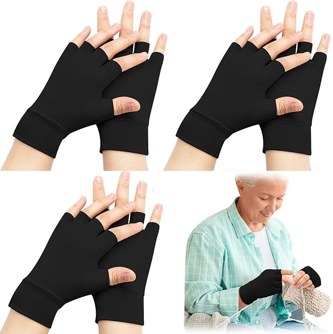 3 Pairs Elderly Skin Thin Protector Gloves Tone Fingerless Gloves Bruise Abrasion Protective to Cover Bruising