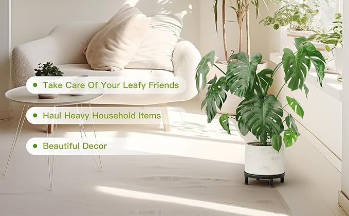 Zhongma 2 Pack 8.7" Sturdy Potted Plant Stand Flower Pot Holder Heavy Duty Construction, Low Plant Stand for Home Indoor and Outdoor, Sturdy plant riser and saucer without Installation Required