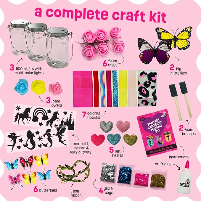 Light-up Unicorn Fairy & Mermaid Lanterns Craft Kit – Christmas Gifts for 8 9 10 11 12 Year Old Girls - Creative Art Girl Toys 8-10 Years Old and Up - Craft Kits for Girls Ages 8-12 - Tween Gift Ideas