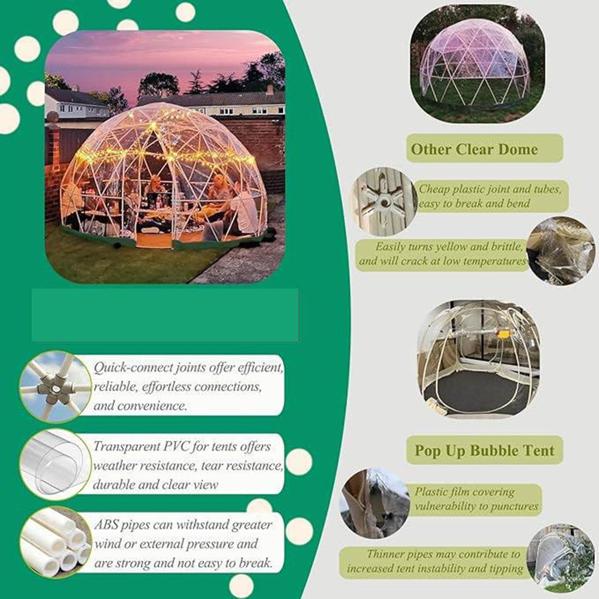 3.6M/12FT Bubble Tent Transparent Pop up Tent Camping Canopy Shelter Dome Greenhouse for Beach Party Outdoor