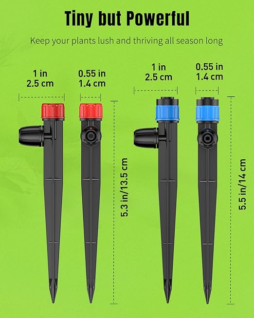 Pawfly 30 Pcs Drip Emitters for 1/4" Drip Irrigation Tubing, Drip Irrigation Emitters Sprinkler Heads with Adjustable 360 Degree Water Flow, Garden Drippers for Plants Watering System