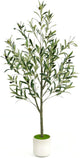Fake Olive Tree 4ft with White Pot Realistic Trunk and Fruit Faux Olive Tree,Faux Trees Indoor Perfect for Home Office Living Room Décor