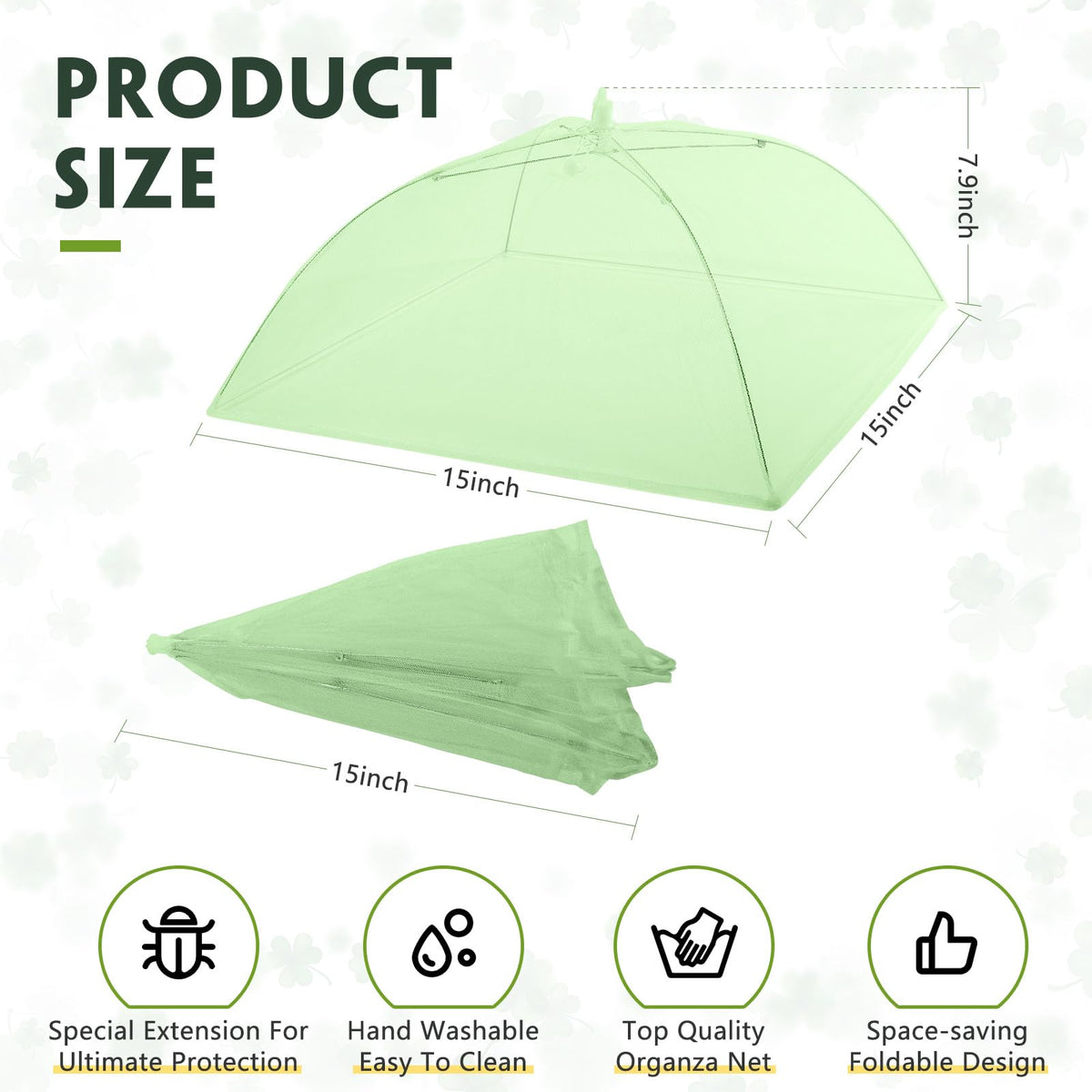 Sawysine 4 Pack Mesh Plant Cover Dome Tent Protector,15 X 15 Inch,Green