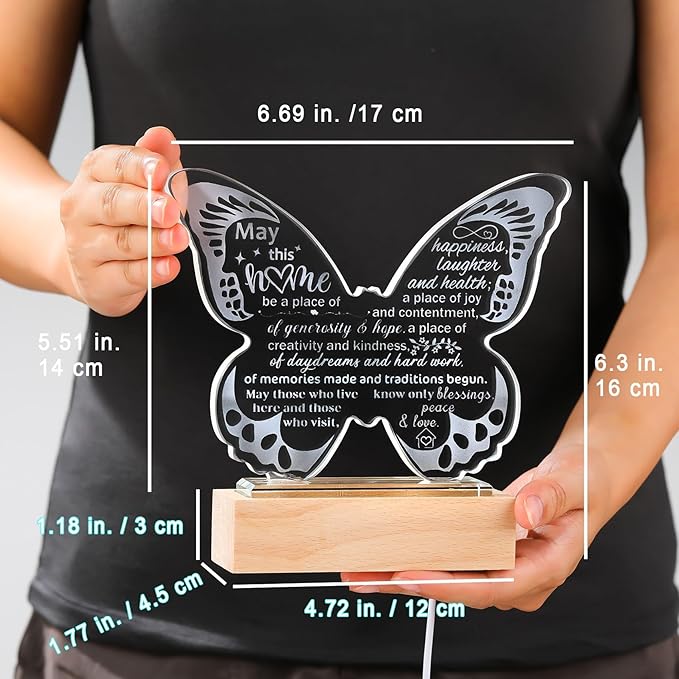 Ornalrist Housewarming Gifts New Home - Crystal Butterfly Keepsakes with Warm Light Base - Housewarming New Home Gifts for Couples, Women, Men, House Warming New Home Decor