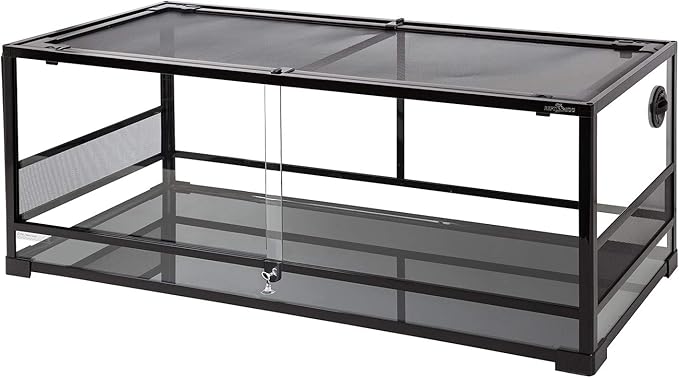 REPTI ZOO 67Gallon Reptile Large Terrarium Upgrade Glass Front Opening Tank Sliding Door with Screen Ventilation Reptile Terrarium About 48" x 18" x 18"(Knock-Down)