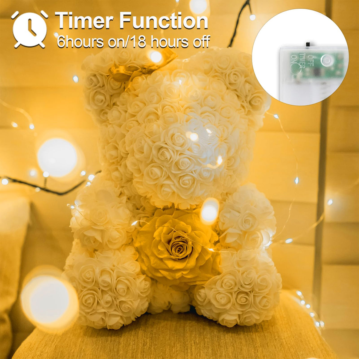 YAOZHOU Christmas Fairy String Lights Battery Operated, Warm White