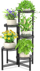 iDavosic.ly Plant Stand Indoor Outdoor, 5 Tier Corner Metal Flower Display Holder Shelf, Easy Assembly Folding Tall Orchid Rack for Patio Balcony Porch Garden Living Room House, Wrought Iron - Modern Black