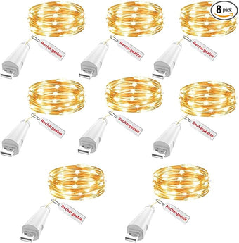 Rechargeable Fairy Lights - 7ft 20 LED String Lights, USB Rechargeable Battery Operated Twinkle Light for Mason Jars Wedding Decor Centerpiece Table Decorations Christmas