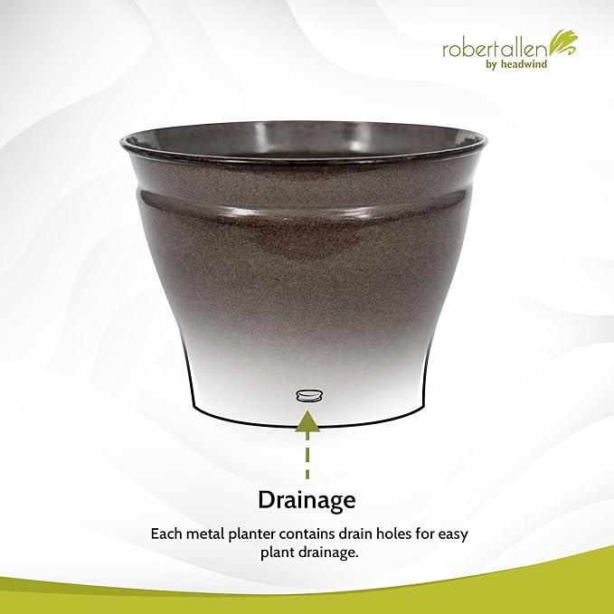 Headwind Glazed Ironstone Avery Collection Decorative Plant Pot – 10" Pebblewood Brown Decorative Pot – Lightweight & Durable Flower Pots for Indoor Plants - Outdoor Planter by Robert Allen