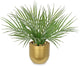 Hollyone Large Artificial Potted Plants Fake Palm Plants 13" Faux Tropical Palm Plant Tree in Gold Metal Pots for Home Room Office House Indoor Decoration