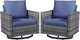 Belord Wicker Chairs Outdoor Bistro Set Oversize Patio Swivel Rocker, Rattan Outdoor Seating Set of 2 Swivel Glider Chairs Wicker Furniture for Porch Deck Backyard with Water-Resistant