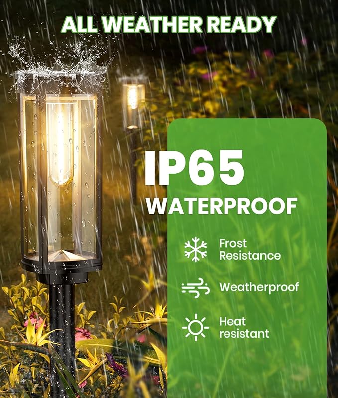 BITPOTT Bright Solar Pathway Lights Outdoor, 8 Pack Solar Powered Garden Lights Waterproof IP65, Auto On/Off Outdoor Light for Lawn Patio Walkway Driveway Decor Landscape Lighting