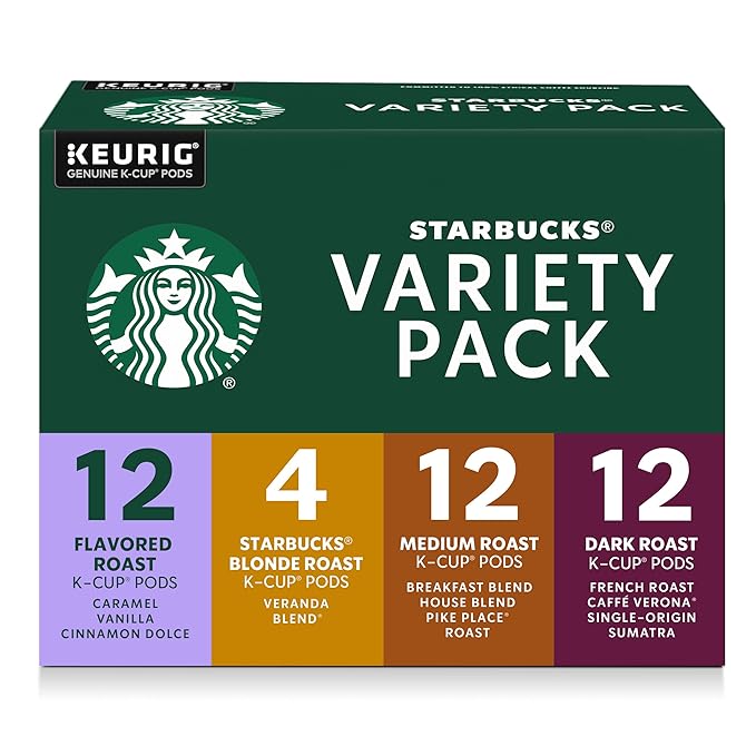 Starbucks K-Cup Coffee Pods, Starbucks Blonde, Medium, Dark Roast and Flavored Hot or Iced Coffee, Variety Pack, 40 Keurig Pods