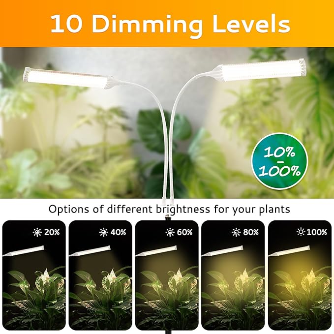 Secefeao Grow Lights for Indoor Plants Full Spectrum, LED Plant Light with Stand, Adjustable Height, Plant Grow Lights with Auto 4/8/12/H Timer for Indoor Tall Plants(420 LEDs-White)