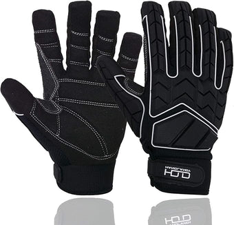 HANDLANDY Anti Vibration Gloves, SBR Padding, TPR Protector, Mechanic Work Gloves (Large, Black)
