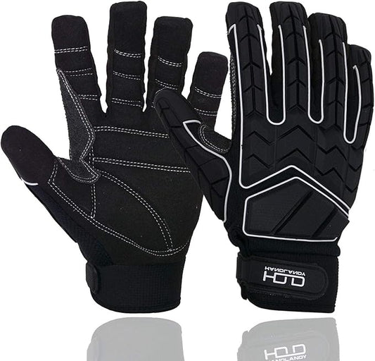 HANDLANDY Anti Vibration Gloves, SBR Padding, TPR Protector, Mechanic Work Gloves (Large, Black)
