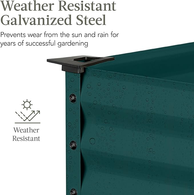 Best Choice Products 48x24x30in Galvanized Raised Garden Bed, Metal Elevated Planter Box, Vegetable Garden for Backyard, Patio, Balcony - Peacock Blue