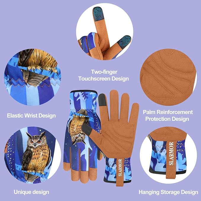 Leather-Gardening-Gloves for Women,Thorn-Proof Work-Gloves for Weeding,Digging,Planting,Pruning Yard garden Gloves