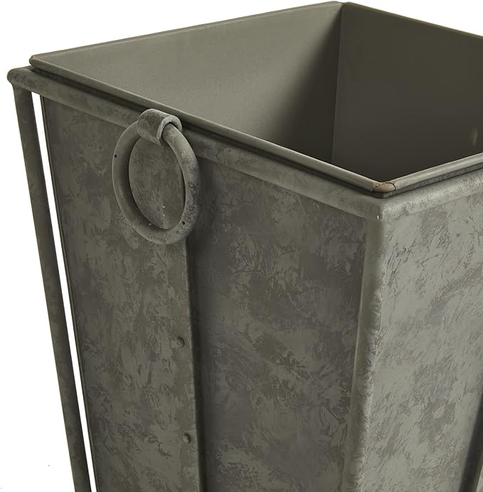 MY SWANKY HOME Large Minimalist Classic Metal Box Planters Liners Square Industrial Rivets Gray