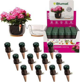 Blumat Classic Self-Watering Stakes - Automatic Drip Irrigation System for Indoor Plant Watering & Outdoor - Water Drip Solution for Potted Plants - Slow Release Stakes, 12 Pack, wo Adapter