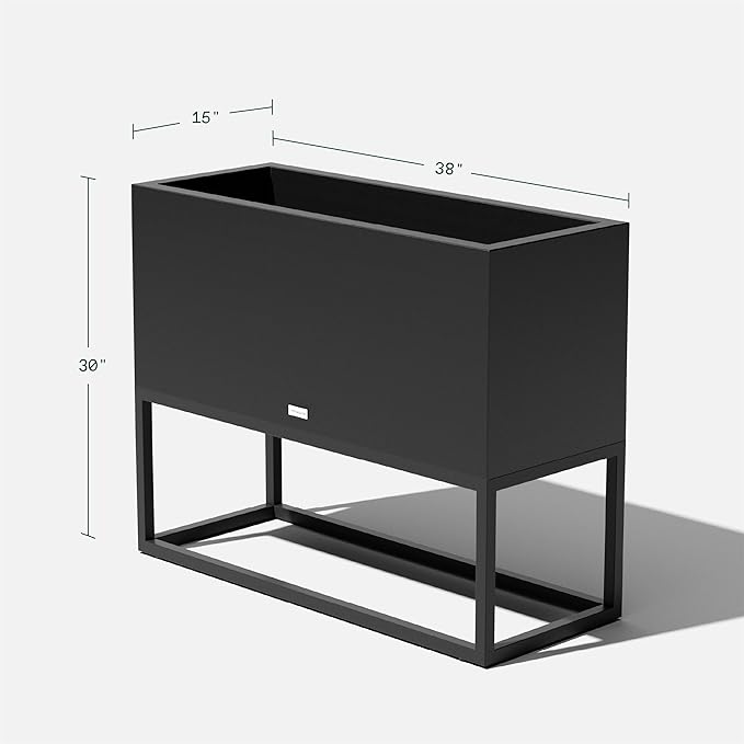 Veradek Block Series Raised Long Box Planter for Patio & Garden | Durable All-Weather Use with Aluminum Stand | Modern Décor for Herbs, Flowers