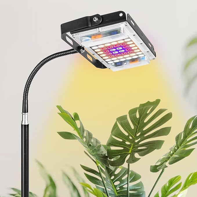 LBW Grow Light with Stand, Full Spectrum LED Plant Light, Floor Grow Lamp with 63" Adjustable Tripod, 4H/8H/12H Timer, 6 Dimmable Brightness, Ideal for Tall Plants