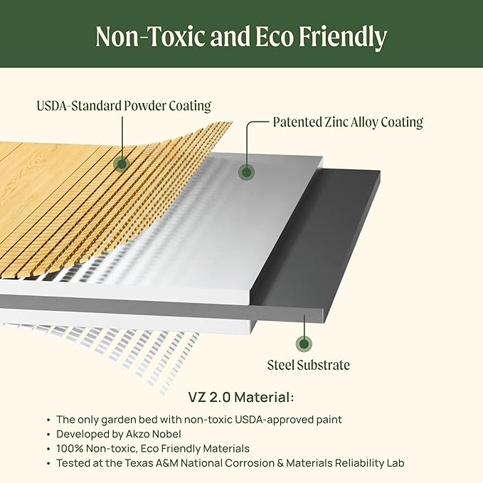 Vego garden Woodgrain Series Raised Garden Bed, 16'' Tall 4' x 8' Wooden-Look Metal Planter Box Outdoor for Gardening Vegetables, Flowers, Herbs