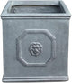 Kante Square Lion Head Concrete Planter, Classic English Style Plant Pot with Drainage Hole and Rubber Plug for Indoor Outdoor Garden Patio Home, 12.6"x12.6"x12.6" Gravel Gray