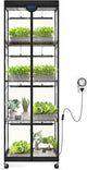 Barrina LP600 Mini Greenhouse with Grow Lights, 5-Tier Plant Stand with 100W TX-S25 1.6FT 5000K Full Spectrum Plant Shelf with Tent, Timer & Thermometer for for Seed Trays Growth, 23.6 x 13.8 x 70.9IN