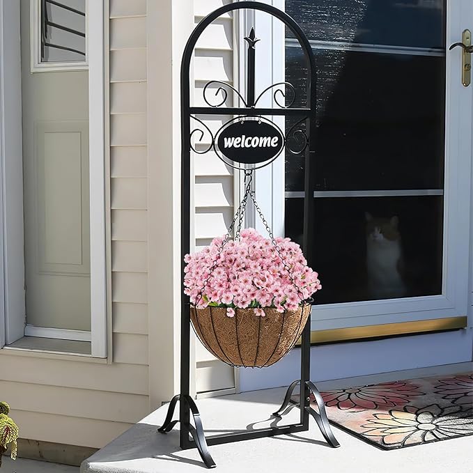 24 Bundles Artificial Flowers for Outdoors, Realistic Fake Silk Flowers for Outside Decoration, No Fade Faux Plants Outdoor Planter Window Box Porch Patio Decor(Pink)