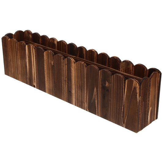 CONGARTENO Small Wood Planter Box Outdoor Window Planter for Balcony Garden, Carbonized Anti-Corrosion Wooden Flower Pot Base, 50x9x13cm, Single Piece for Planting and Decor